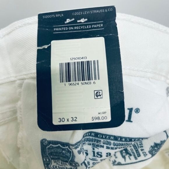 Levi’s 501 Jeans Size 30x32 Women’s High Rise Straight Leng White New - Picture 11 of 15